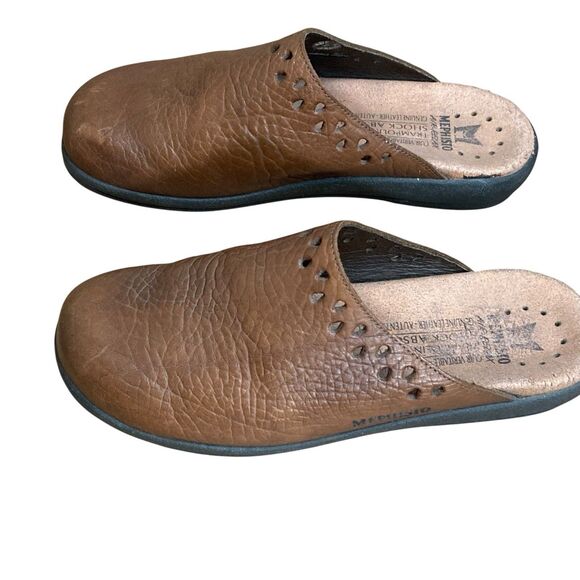 Mephisto Clog Mules Womens sz US 8/EU 38 Brown Slip On Leather Perforated France - Picture 9 of 16